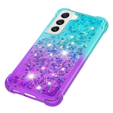 SKALO Samsung S23 Kvicksand Glitter Hjärtan TPU-skal - Turkos-Lila