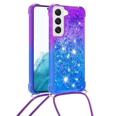 SKALO Samsung S23 Kvicksand Glitter Mobilhalsband - Lila-Blå