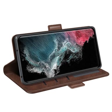 SKALO Samsung S23 Ultra Premium Plånboksfodral - Brun