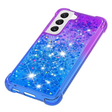 SKALO Samsung S23 Plus Kvicksand Glitter Hjärtan TPU-skal - Lila-Blå