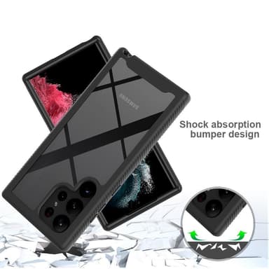 SKALO Samsung S23 Ultra Shockproof Clear Hybrid Skal - Svart
