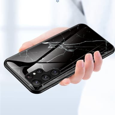 SKALO Samsung S23 Ultra Marmor Härdat Glas TPU-skal - Motiv 1