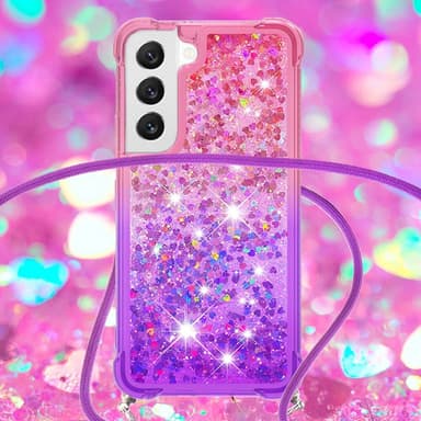 SKALO Samsung S23 Kvicksand Glitter Mobilhalsband - Rosa-Lila