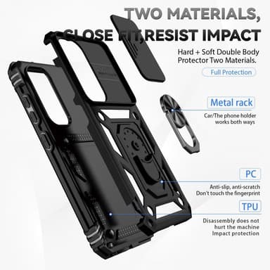SKALO Samsung S23 Armor Hybrid Metallring Kameraslider - Svart