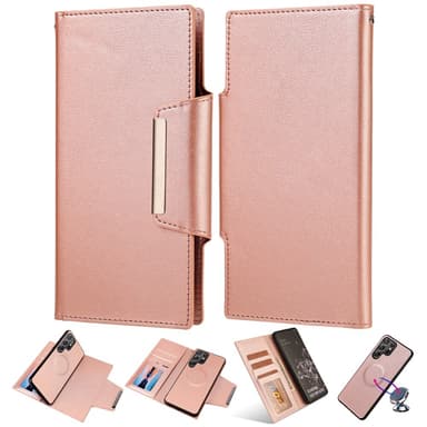 SKALO Samsung S23 Ultra DOLIZMA 2 i 1 Magnet Plånboksfodral - Roséguld