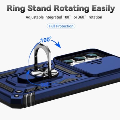 SKALO Samsung S23 Armor Hybrid Metallring Kameraslider - Blå