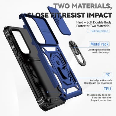 SKALO Samsung S23 Armor Hybrid Metallring Kameraslider - Blå