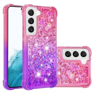 SKALO Samsung S23 Kvicksand Glitter Hjärtan TPU-skal - Rosa-Lila