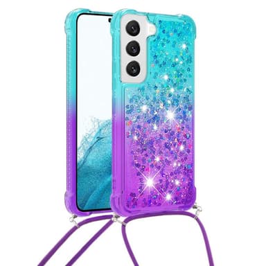 SKALO Samsung S23 Kvicksand Glitter Mobilhalsband - Turkos-Lila