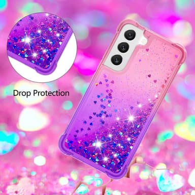 SKALO Samsung S23 Kvicksand Glitter Hjärtan TPU-skal - Rosa-Lila