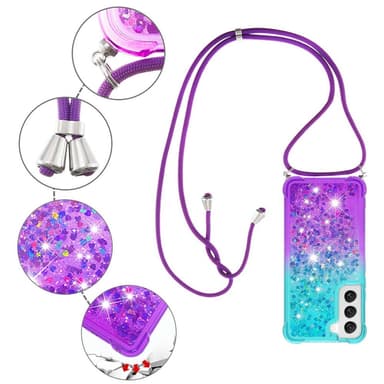 SKALO Samsung S23 Kvicksand Glitter Mobilhalsband - Turkos-Lila