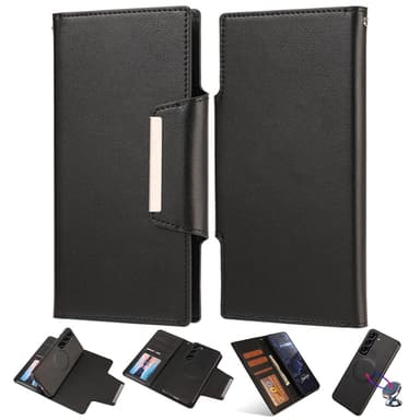 SKALO Samsung S23 Plus DOLIZMA 2 i 1 Magnet Plånboksfodral - Svart