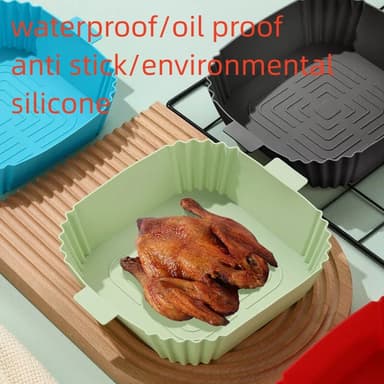Silikonskål för Air Fryer 16,5x19,5 cm Grön