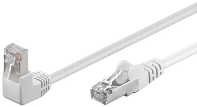 Patchkabel CAT 5e, 1x 90° vinklad, F/UTP, vit, 1 m