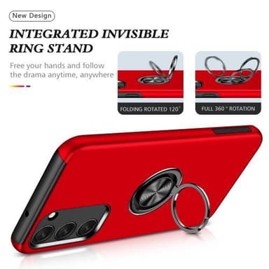 Samsung Galaxy S23 Hybrid skal med Finger Ring - Röd