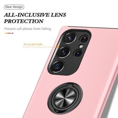 Samsung Galaxy S23 Ultra Hybrid skal med Finger Ring - Rosa