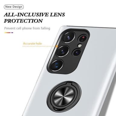 Samsung Galaxy S23 Ultra Hybrid skal med Finger Ring - Silver