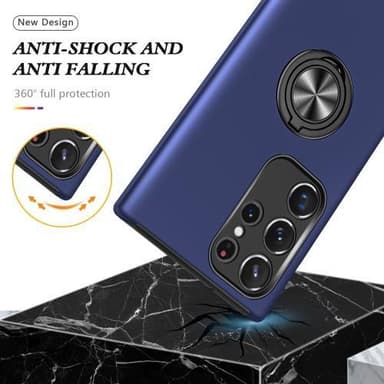 Samsung Galaxy S23 Ultra Hybrid skal med Finger Ring - Blå