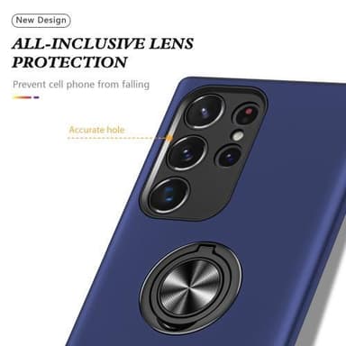 Samsung Galaxy S23 Ultra Hybrid skal med Finger Ring - Blå