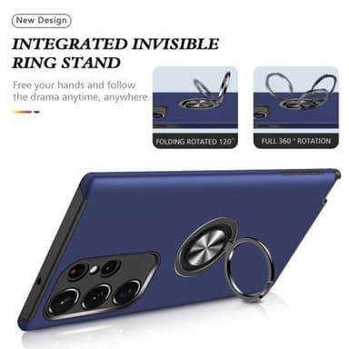 Samsung Galaxy S23 Ultra Hybrid skal med Finger Ring - Blå