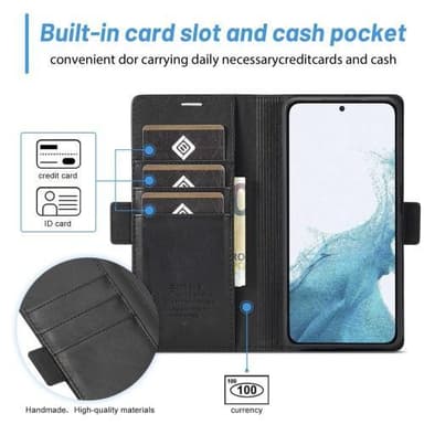 LC.IMEEKE Wallet Case Fodral till Samsung Galaxy S23 - Svart