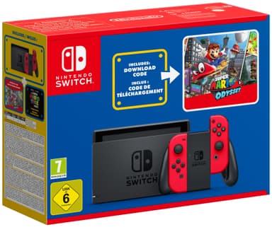 Nintendo Switch-spelkonsol med nedladdningskod för Super Mario Odyssey