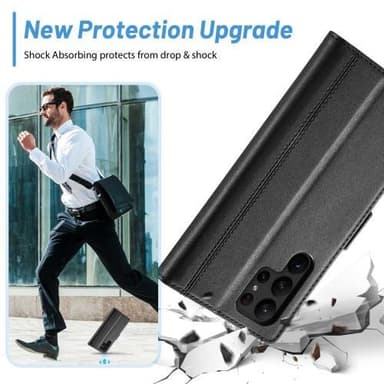 LC.IMEEKE Wallet Case Fodral Samsung Galaxy S23 Ultra - Svart