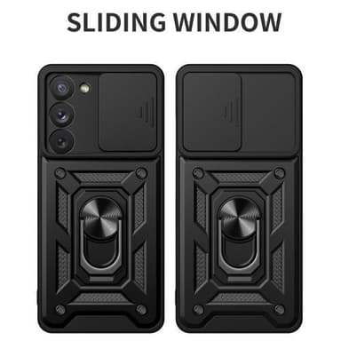Samsung Galaxy S23+ (Plus) Hybrid skal med Finger Ring & Metall Plåt - Svart