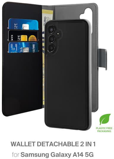 Puro Samsung Galaxy A14 2-i-1 plånboksfodral (svart)