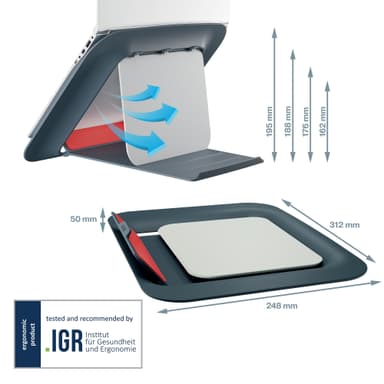 Laptopställ Leitz Cosy grå