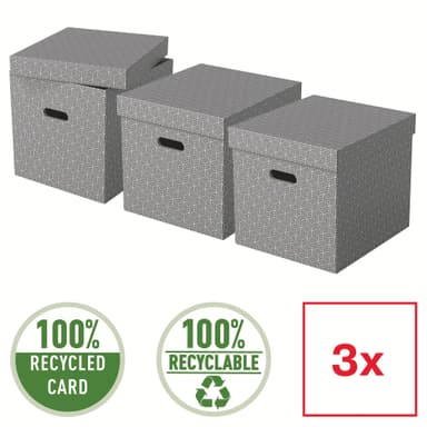 Esselte Hemförvaringsbox Kub, 3-pack