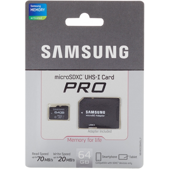 Samsung Pro 64 GB microSDXC Minneskort med SD-adapter