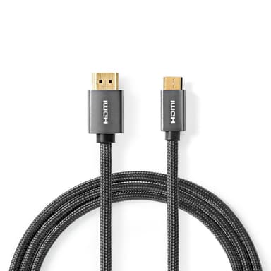 Nedis High Speed ​​HDMI ™ kabel med Ethernet | HDMI™ Kontakt | HDMI™ Mini kontakt | 4K@60Hz | 18 Gbps | 2.00 m | Rund | Bomull | Antracit / Grått Med Metall | Kartong med täckt fönster