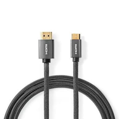 Nedis High Speed ​​HDMI ™ kabel med Ethernet | HDMI™ Kontakt | HDMI™ Mini kontakt | 4K@60Hz | 18 Gbps | 2.00 m | Rund | Bomull | Antracit / Grått Med Metall | Kartong med täckt fönster