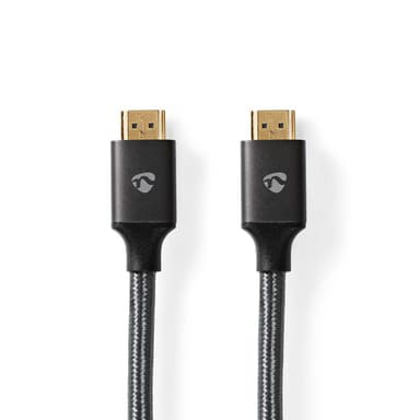 Nedis High Speed ​​HDMI ™ kabel med Ethernet | HDMI™ Kontakt | HDMI™ Kontakt | 4K@60Hz | ARC | 18 Gbps | 5.00 m | Rund | Bomull | Grå / Grått Med Metall | Kartong med täckt fönster