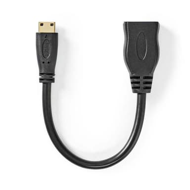 Nedis High Speed ​​HDMI ™ kabel med Ethernet | HDMI™ Mini kontakt | HDMI™ Utgång | 4K@30Hz | 10.2 Gbps | 0.20 m | Rund | PVC | Svart | Plastpåse