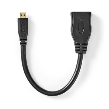 Nedis High Speed ​​HDMI ™ kabel med Ethernet | HDMI™ Micro kontakt | HDMI™ Utgång | 4K@30Hz | 10.2 Gbps | 0.20 m | Rund | PVC | Svart | Plastpåse