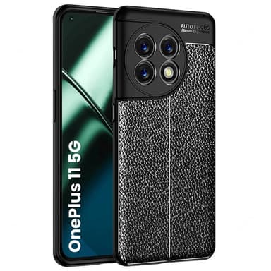 Läder mönstrat TPU skal OnePlus 11 - Svart