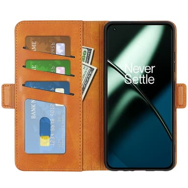 SKALO OnePlus 11 5G Premium Plånboksfodral - Ljusbrun