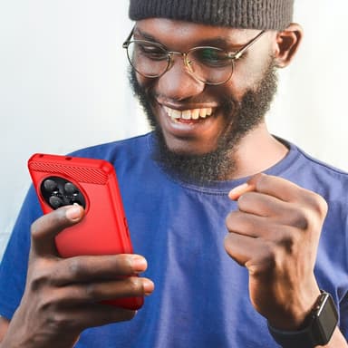SKALO OnePlus 11 5G Armor Carbon Stöttåligt TPU-skal - Röd