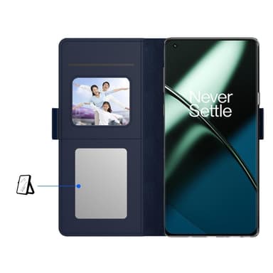 SKALO OnePlus 11 5G Korthållare Spegel Plånbok - Svart
