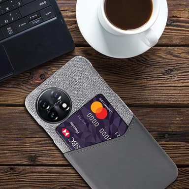SKALO OnePlus 11 5G Premium PU-Läder Korthållare Skal - Grå