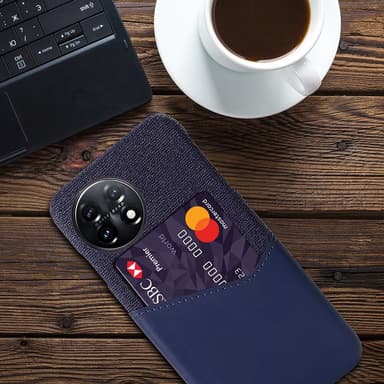 SKALO OnePlus 11 5G Premium PU-Läder Korthållare Skal - Blå