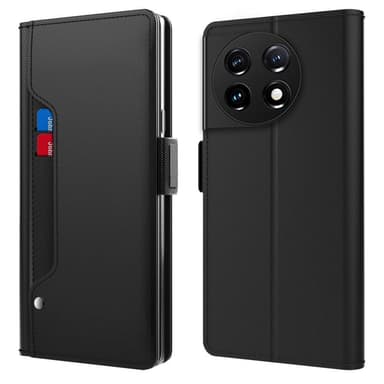 SKALO OnePlus 11 5G Korthållare Spegel Plånbok - Svart