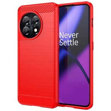SKALO OnePlus 11 5G Armor Carbon Stöttåligt TPU-skal - Röd
