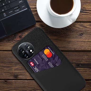 SKALO OnePlus 11 5G Premium PU-Läder Korthållare Skal - Svart