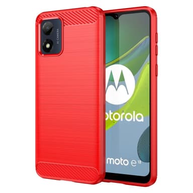 SKALO Motorola Moto E13 4G Armor Carbon Stöttåligt TPU-skal - Röd