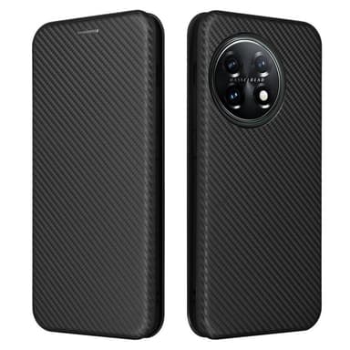SKALO OnePlus 11 5G Carbon Fiber Plånboksfodral - Svart