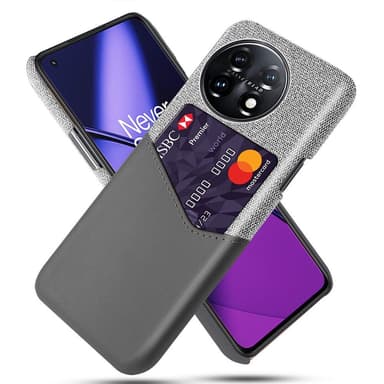 SKALO OnePlus 11 5G Premium PU-Läder Korthållare Skal - Grå