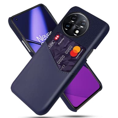 SKALO OnePlus 11 5G Premium PU-Läder Korthållare Skal - Blå